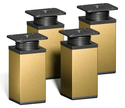 Produktbild von 4er Set sossai moderne Möbelfüße in Gold 80mm höhenverstellbar Schrankfüße Sockelfüße