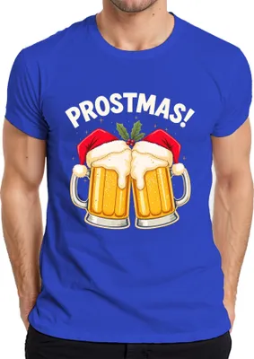 Produktbild von Prostmas Bierkrug Weihnachtsmann Bier Weihnachten lustig Geschenk Herren T-Shirt, Blau, L