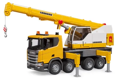 Zdjęcie produktu dla Scania Super 560R Liebherr z modułem świetlno-dźwiękowym - BRUDER 03571 - (Zabawki / Modele pojazdów)