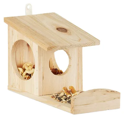 Image de Mangeoire à écureuils - Bois de sapin - À suspendre - 17,5 x 12 x 25 cm - Pour jardin et balcon