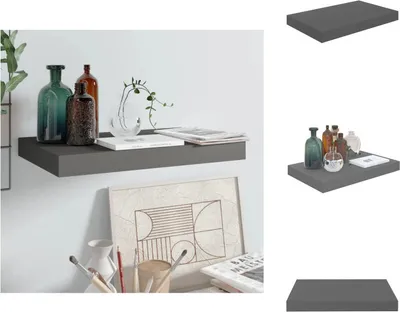 Immagine prodotto di vidaXL Mensola galleggiante a muro grigio lucido 40x23x3,8 cm MDF - Mensole a muro