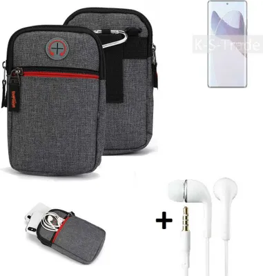 Produktbild von K-S-Trade Gürteltaasche + Kopfhörer kompatibel mit Motorola X30 Pro Handy Tasche Holster Schutz Hülle Handy Hülle grau Zusatzfächer 1x