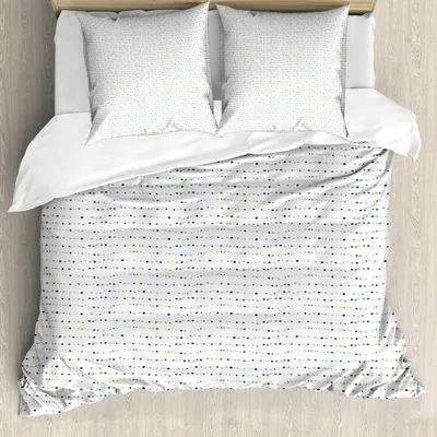 Obrázek produktu pro ABAKUHAUS abstraktní geometrie povlečení na peřinu, uspořádané náhodné body zjednodušující na jednobarevném pozadí, 200 x 200 cm + 80 x 80 cm, vícebarevné bílé