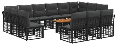 Produktbild von vidaXL Gartensofa-set 14 stk. Schwarz und Dunkelgrau Poly-Rattan