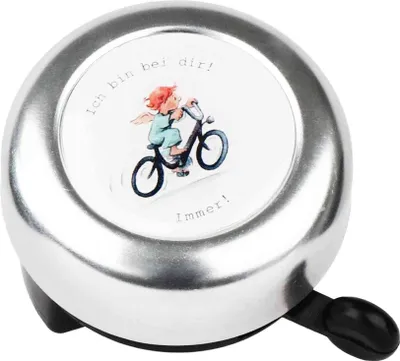 Produktbild von Fahrradklingel für Kinder - 5,5 cm Fahrradglocke Silber mit Schutzengel Motiv