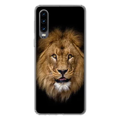 Produktbild von MuchoWow® Handyhülle Schutzhülle Hülle für Huawei P30 Löwe - Porträt - Schwarz - Tiere Silikon Softcase Handy Hülle - Kartenbesitzer
