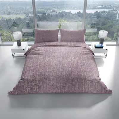 Produktbild von Bettwäsche Mikrofaser 135 x 200 cm Lila meliert mit Paspel und Reißverschluss 2 tlg