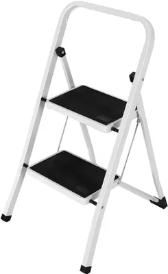 Produktbild von Famanu Stehleiter 2 Stufen, klappbar, mit rutschfesten Tritten und Sicherheitsgriff, Tragkraft 150 kg