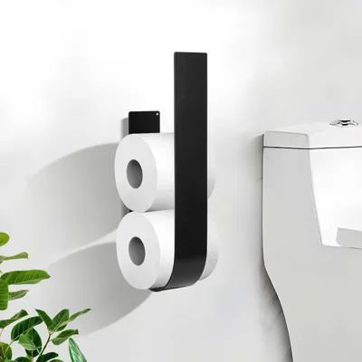 Productafbeelding van Toiletpapierhouder zonder Boren - Zwart en Zelfklevend voor 3 Rollen