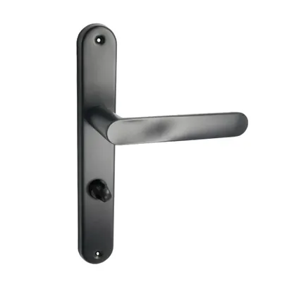 Produktbild von Domino Türgriff OVAL BLACK 78 Drückergarnitur WC für Badezimmer, Links & Rechts, L-Form, Aluminium Schwarz Türdrückergarnitur