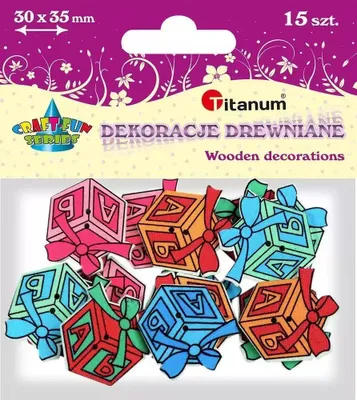 Obrázok produktu pre Drevené ozdobné gombíky darčeky 15 kusov 30x35 mm Titanum