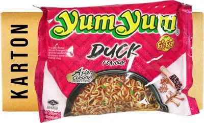 A package of Yum Yum instant noodles with duck flavor.