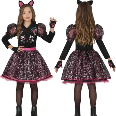 Imagen del producto de Disfraces, atuendos, trajes: vestido negro de gato o gatito, ideal para carnaval o fiestas, para niños de 5-6 años