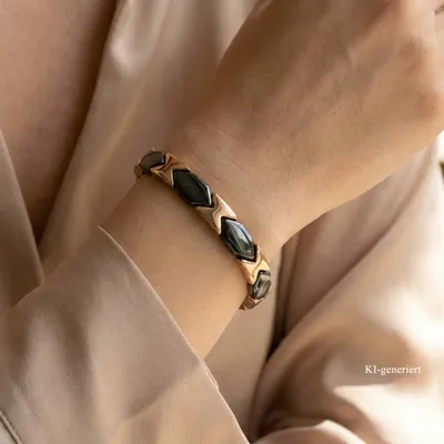 Produktbild von Armband Armkette aus schwarzer Keramik und Edelstahl rose' 19 cm