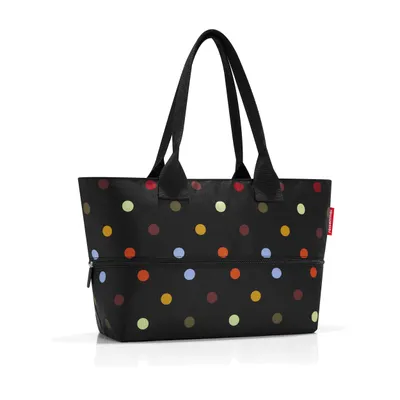 Produktbild von reisenthel shopper e1, einkaufstasche mit reißverschluss, tasche vergrößerbar, dots / schwarz mit bunten punkten, RJ7009