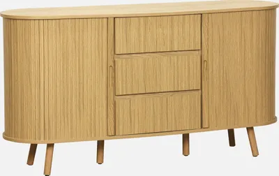 Immagine prodotto di Credenza scandinava effetto legno scanalato 2 ante scorrevoli, 150cm, Marrone naturale