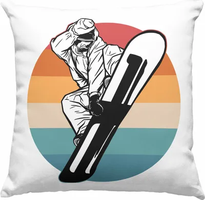 Produktbild von Trendation - Snowboard Deko-Kissen mit Füllung 40x40 Geschenk Lustige Grafik Retro Snowboardfahrer (Rosa)