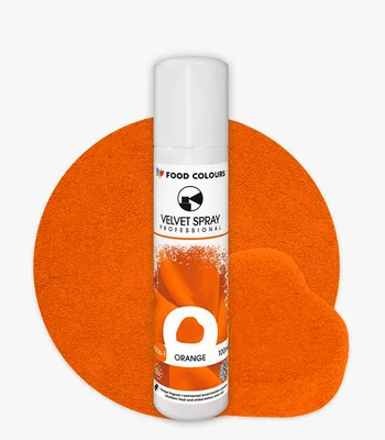 Zdjęcie produktu dla Zamsz w sprayu jadalny Velvet Spray Pomarańczowy Orange 100ml dekoracyjny