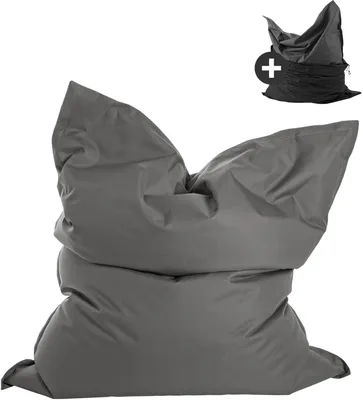 Produktbild von mokebo Sitzsack Outdoor XXL mit Schutzhülle für Kinder & Erwachsene 'Der Große', Bean Bag mit Füllung, Sitzkissen oder Riesen-Sitzsack, wasserabweisender Schutz durch Hülle, 130x170cm, Anthrazit