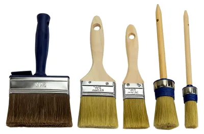 Produktbild von Malerpinselset 5-teilig Flachpinsel Rundpinsel Lackpinsel