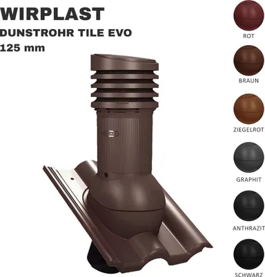 Produktbild von Dunstrohr TILE EVO DN 125 mit KONDENSAT ABFÜHRUNG Braas Frankfurter Dachziegel