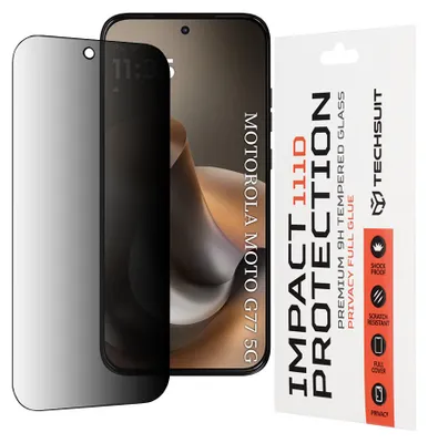 Produktbild von Techsuit - 111D Privacy Full Glue Schutzglas für Motorola Moto G77 / G67 - schwarz