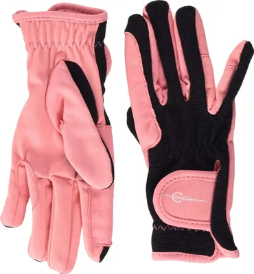 Productafbeelding van Covalliero kinderhandschoenen voor paardrijden, model Lilli, zwart/roze, maat S