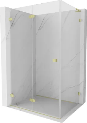 Produktbild von Mexen Lunar-F L klappbare Duschkabine links 95 x 90 cm, transparent, gebürstet gold - 836L-095-090-55-00-L