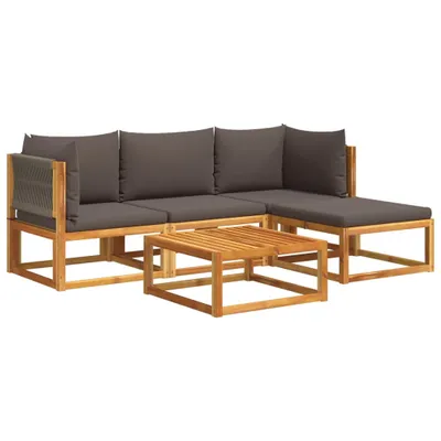 Produktbild von vidaXL 5-tlg. Gartensofa-Set mit Kissen Holz Akazie & Seil