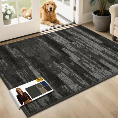 Immagine prodotto di Tappetino per interni, 80x120 cm, grigio, antiscivolo, lavabile, tappetino rettangolare per raccogliere lo sporco