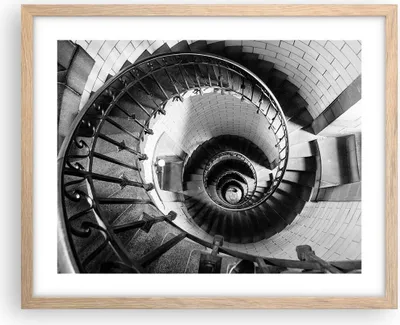 Produktbild von Gerahmtes Poster - Rahmen in heller Eiche - Treppe Spirale Perspektive - 50x40 cm - Wand Bild - Wanddeko - Wandbilder - Kunstposter - Wandposter - Bilderrahmen - Bilder - Kunstdruck - P2NAA50x40-4384