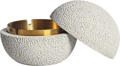 Obrázok produktu pre Mini stolový odpadkový kôš s vekom – betónový odpadkový kôš do kancelárie – 125 x 108 cm – biely