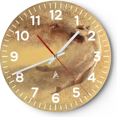 Produktbild von Wanduhr - Rund - Glasuhr - Frau Abstraktion - 30x30cm - Schleichendes Uhrwerk - Lautlos - zum Aufhängen bereit - Dekoration Modern - Wanddekoration aus Glas - C4AR30x30-4061