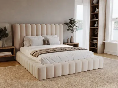 Produktbild von GrainGold Polsterbett Rotto 120x200 cm - Bett 120x200, Polsterbett mit Bettkasten und Lattenrost - Beige (Komodo 11)