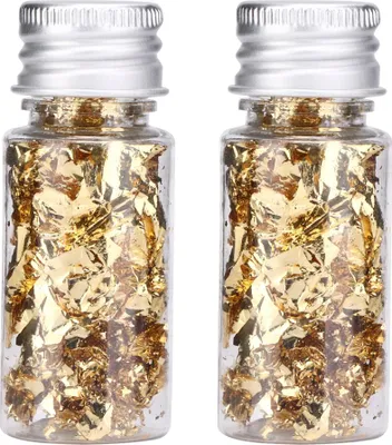 Zdjęcie produktu dla 2 Stück multifunktionales dekoratives Goldfolienpapier in Flaschen für Lebensmittel, Desserts, Dekoration, Kunsthandwerk