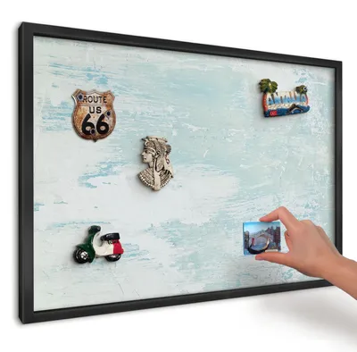 Produktbild von Magnettafel 60x40 cm mit schwarzem Rahmen - Magnetische Metalltafel, Magnetpinnwand zur Wandmontage für Wohnzimmer, Küche, Flur, Kinderzimmer und Büro - Pastellabschürfungen