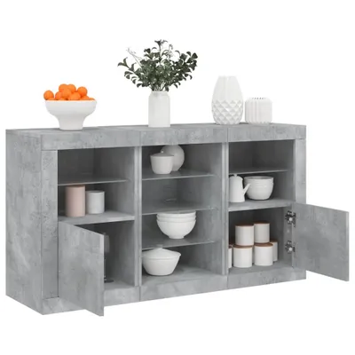 Produktbild von vidaXL Sideboard mit LED-Leuchten Betongrau 123x37x67 cm