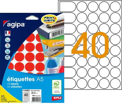 Produktbild von agipa Markierungspunkte Durchmesser: 24 mm rund rot 400 Stück