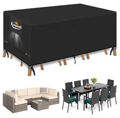 Obrázek produktu pro Ochranný obal na zahradní nábytek, vodotěsný, vyrobený z materiálu Oxford 900D, rozměry 213x132x74 cm, černý, s ventilačními otvory