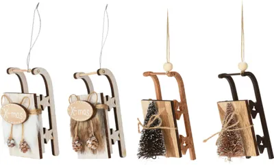 Produktbild von Satz von 4 Ornamenten: Ornamente Schlitten Mix 11,5 cm