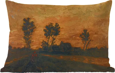 Produktbild von MuchoWow® Outdoor Kissen - Landschaft bei Sonnenuntergang - Vincent van Gogh - 50x30 cm - Wetterfest - Lounge Kissen - Sofa kissen - Wohnzimmer Dekoration