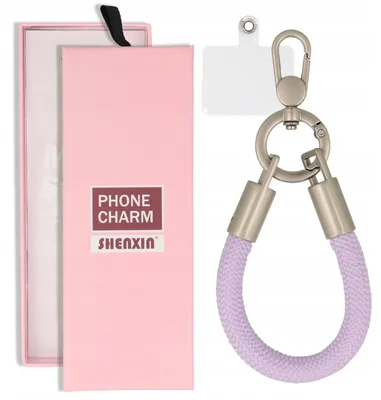 Produktbild von Kurze Handykette mit Karabiner Lila Geflochtenes Nylon