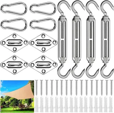 Image de Kit de fixation pour voile d'ombrage - Kit de 44 pièces - Acier inoxydable