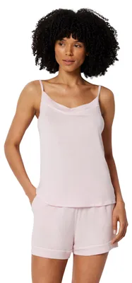 Productafbeelding van A. Essentials dames pyjama set van modalmix, bestaande uit een topje en korte broek, roze, maat XL