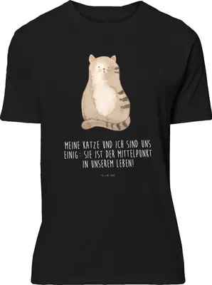 Produktbild von Mr. & Mrs. Panda T-Shirt Katze Sitzen - Schwarz - Geschenk, Herz, Katzen, S, Cats, Shirt, Jersey-Shirt, Cat, oberteil, Tshirt