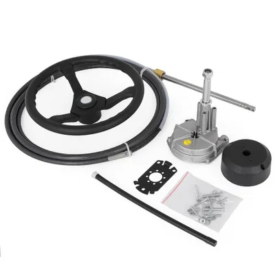 Zdjęcie produktu dla Hydrauliczny układ kierowniczy do łodzi - Kabel zaburtowy 3.96m SS13713 - Kierownica 34.3cm - Akcesoria do łodzi w podróży