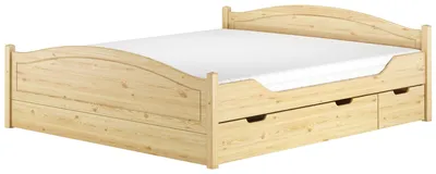 Produktbild von Komfortables Doppelbett Futonbett Gästebett 180x200 Kiefer massiv natur Zubehör wählbar V-60.33-18Rollrost. Matratzen und Doppelbettkasten inkl.