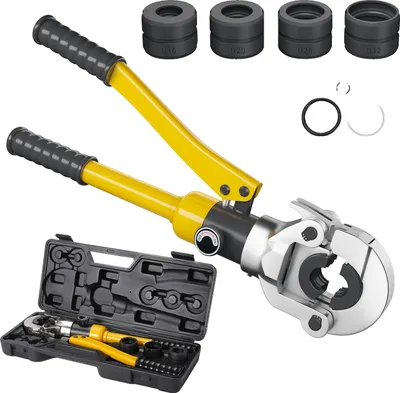 Zdjęcie produktu dla Hydrauliczne szczypce do zaciskania rur, głowica obrotowa 360°, wyjście wysokociśnieniowe, kolor żółty