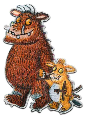 Produktbild von Grüffelo mit Kind - Aufnäher, Bügelbild, Aufbügler, Applikationen, Patches, Flicken, zum aufbügeln, Größe: 9 x 6,4 cm