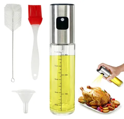 Ölsprayflasche 100 ml, Glas, mit Pinsel, für Salat & BBQ